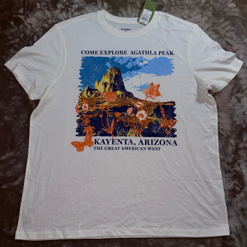 Goodfellow & Co T-Shirt Mens L White‎ NEW Agathla Peak Arizona Graphic Tee